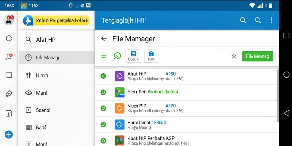 Antarmuka aplikasi 116X yang sederhana dan fungsional untuk pengelolaan file.