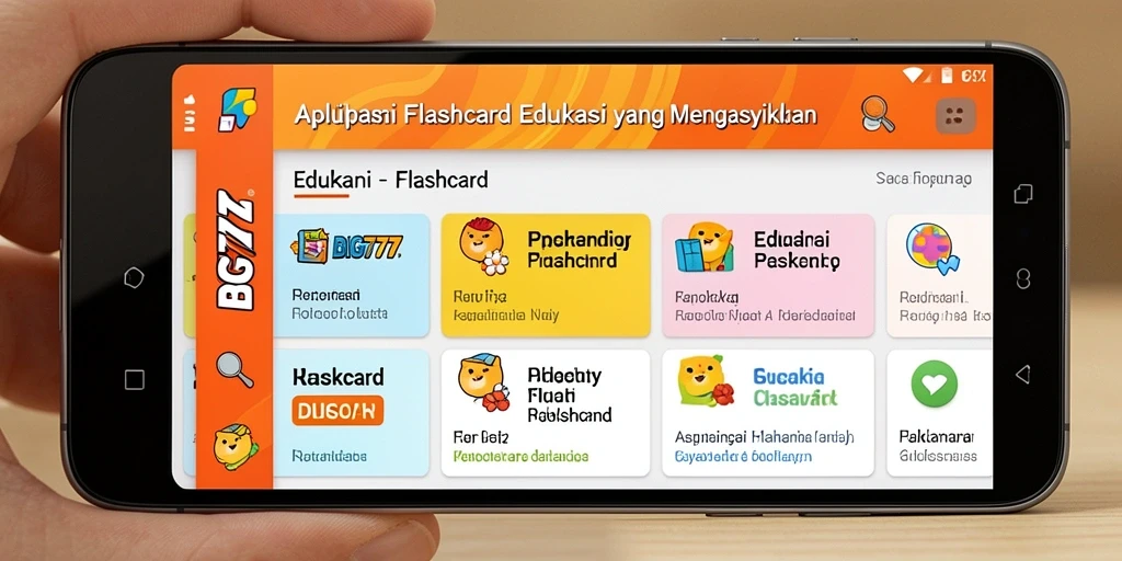 Tampilan antarmuka aplikasi Flashcard BIG777 yang menarik dan interaktif.