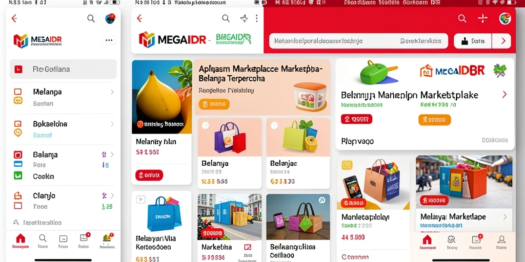 Antarmuka pengguna MEGAIDR yang sederhana dan menarik saat berbelanja.
