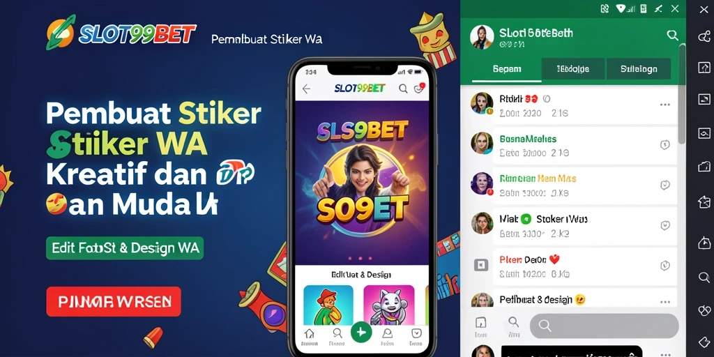 Antarmuka pengguna SLOT99BET untuk membuat stiker WA yang menarik.