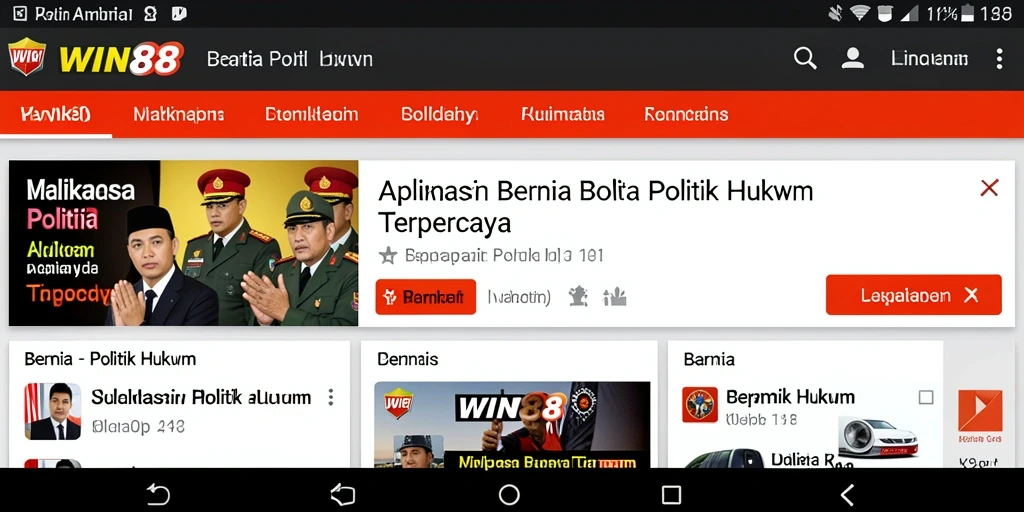 Antarmuka WIN88 yang menampilkan berita politik dan hukum
